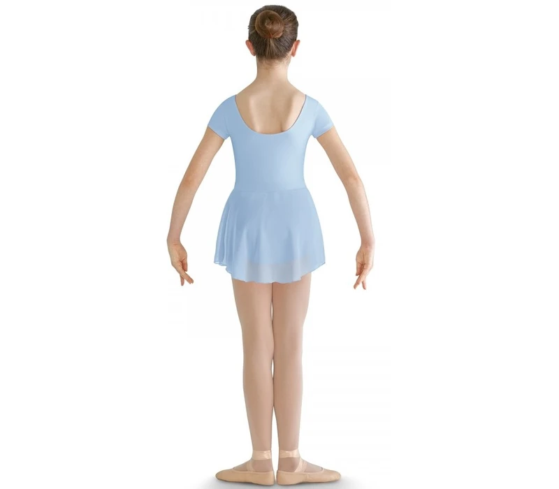 Bloch costum de balet cu mâneca scurtă cu fustă - Albastru pastelová Bloch