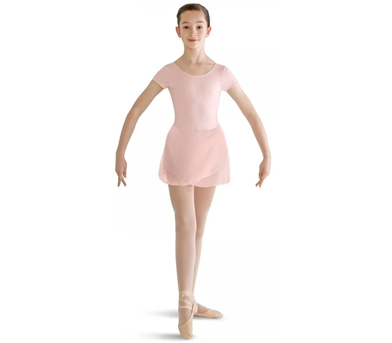 Bloch costum de balet cu mâneca scurtă cu fustă - Roz deschis Bloch
