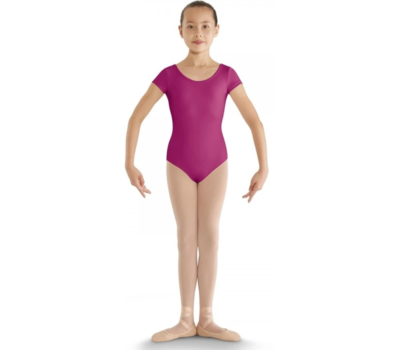 Bloch strap back cap sleeve Leotard, costum de balet pentru copii - Roz aprins Hot Bloch