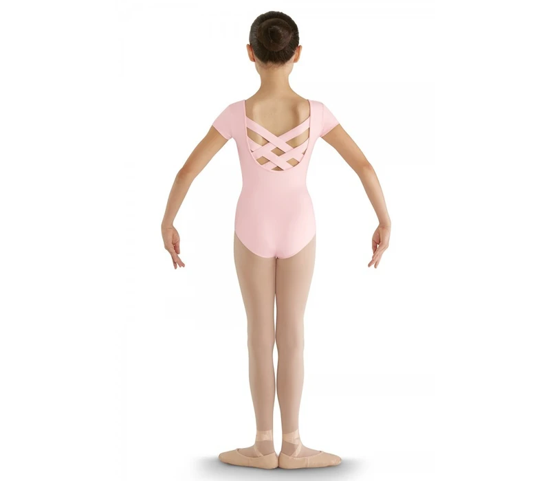 Bloch strap back cap sleeve Leotard, costum de balet pentru copii - Roz candy Bloch