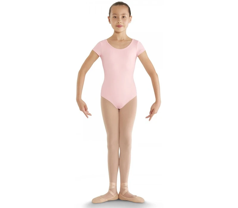 Bloch strap back cap sleeve Leotard, costum de balet pentru copii - Roz candy Bloch