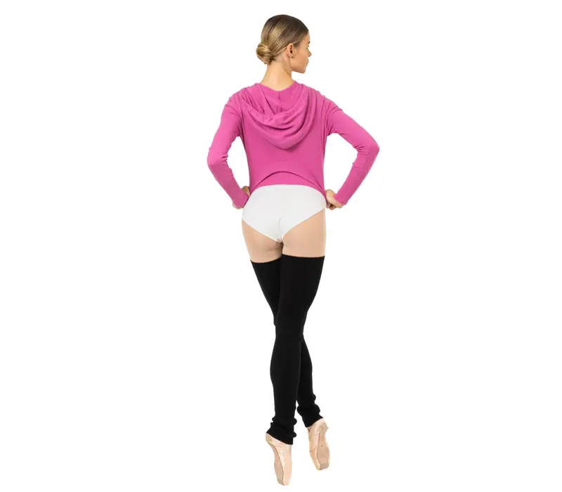 Bloch Cropped Knit Full Zip Hoodie, hanorac de damă cu glugă Bloch Cropped Knit Full Zip Hoodie, hanorac de damă cu glugă - Roz - Deep pink Bloch