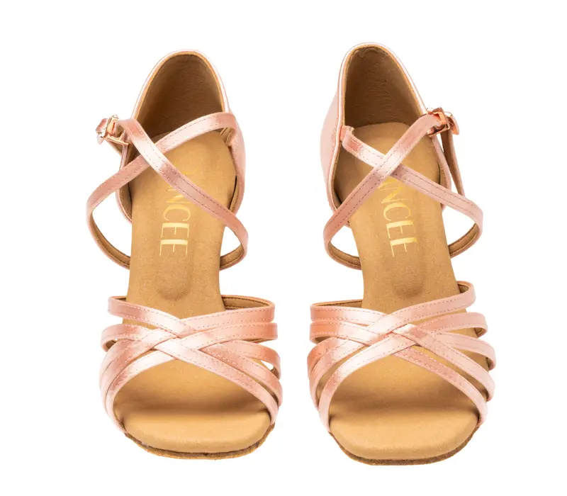 Dancee Dia, pantofi latino pentru femei - Flesh satin WJ