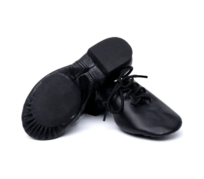Dancee Economy jazz, pantofi de jazz din piele pentru copii - Negru