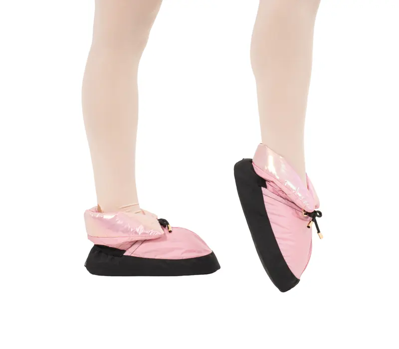Capezio Mini Glam Warmup booties, încălțăminte cu încălzire pentru fete - Roz metalic pastel