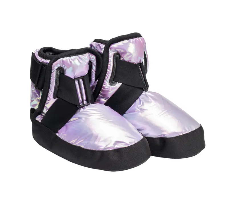 Capezio Glam Warmup Booties, încălțăminte cu încălzire pentru fete - lavandă metalică pastel Capezio Glam Warmup Booties, încălțăminte cu încălzire pentru fete - lavandă metalică pastel