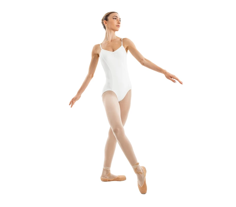 Capezio Essential Camisole leotard, costum de damă cu bretele subțiri - Alb