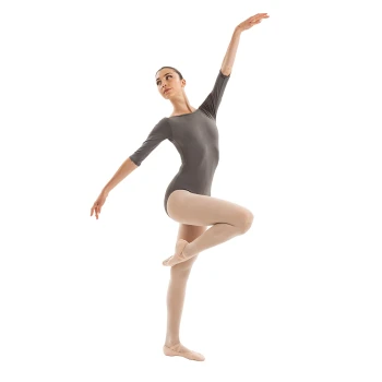 Capezio Essential boatneck, body pentru femei cu mânecă 3/4 - Gri