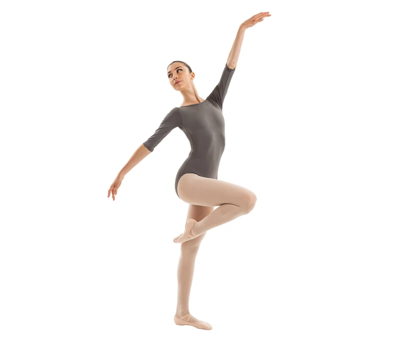 Capezio Essential boatneck, body pentru femei cu mânecă 3/4 - Gri Capezio Essential boatneck, body pentru femei cu mânecă 3/4 - Gri