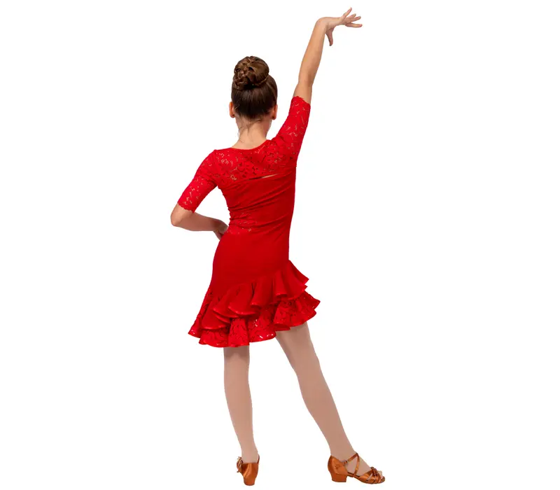 Rochita  copii pentru dansuri latino Basic - Roșu