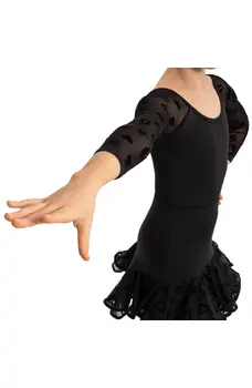 Danna flocked mesh, body pentru fete cu mâneci din plasă