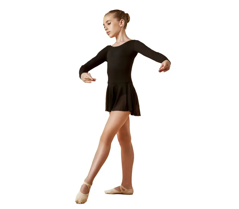 Domenica, dres cu mâneci lungi și cu fustiță - Negru Domenica, dres cu mâneci lungi și cu fustiță - Negru