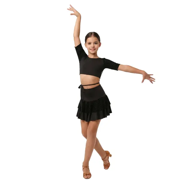 Grand Prix Iona Mini Noir, top pentru fete cu înfășurare Grand Prix Iona Mini Noir, top pentru fete cu înfășurare