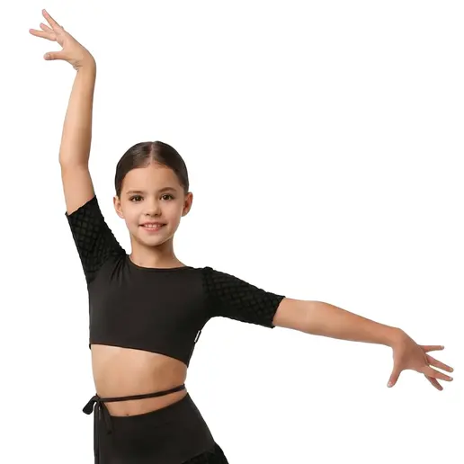 Grand Prix Iona Mini Noir, top pentru fete cu înfășurare Grand Prix Iona Mini Noir, top pentru fete cu înfășurare