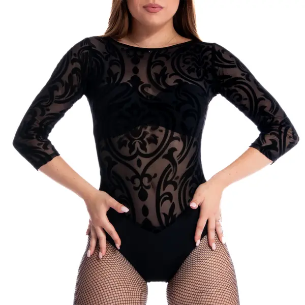 Grand Prix Karla, body de dansuri latino cu mânecă lungă