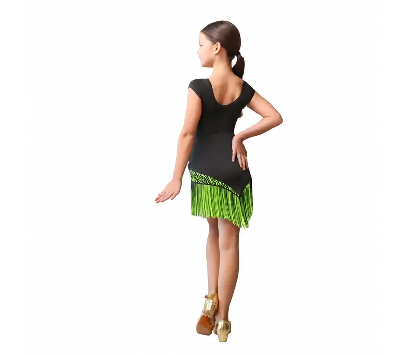 Grand Prix Rumi, fustă de latino pentru fete - negru/lime tropical GP