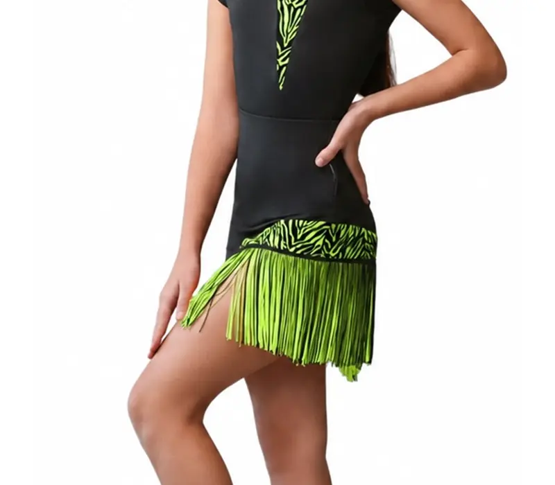 Grand Prix Rumi, fustă de latino pentru fete - negru/lime tropical GP