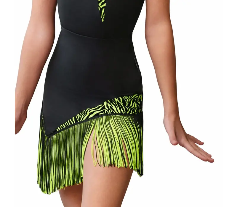 Grand Prix Rumi, fustă de latino pentru fete - negru/lime tropical GP