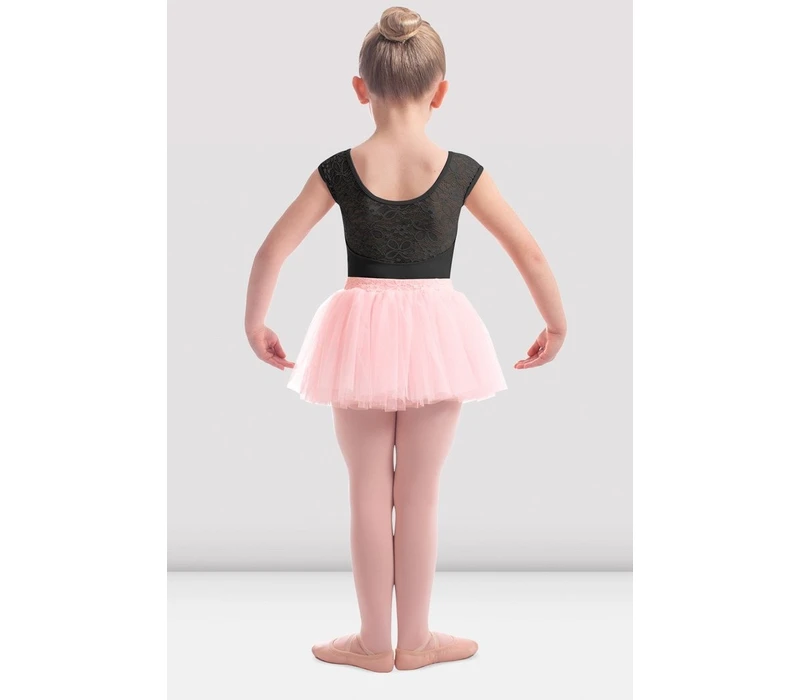 Mirella M411C Soft mesh cap sleeve Leotard, costum de balet pentru copii - Negru