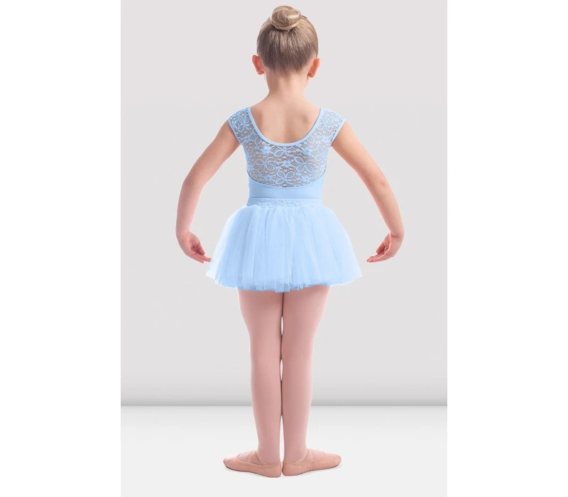 Mirella M411C Soft mesh cap sleeve Leotard, costum de balet pentru copii - Albastru