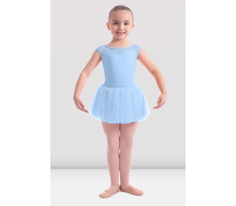 Mirella M411C Soft mesh cap sleeve Leotard, costum de balet pentru copii - Albastru