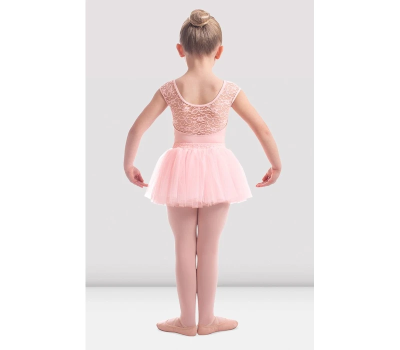 Mirella M411C Soft mesh cap sleeve Leotard, costum de balet pentru copii - Roz - roz deschis