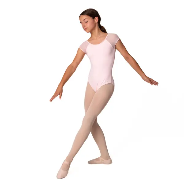 Mirella Soft mesh cap sleeve Leotard, costum de balet pentru copii