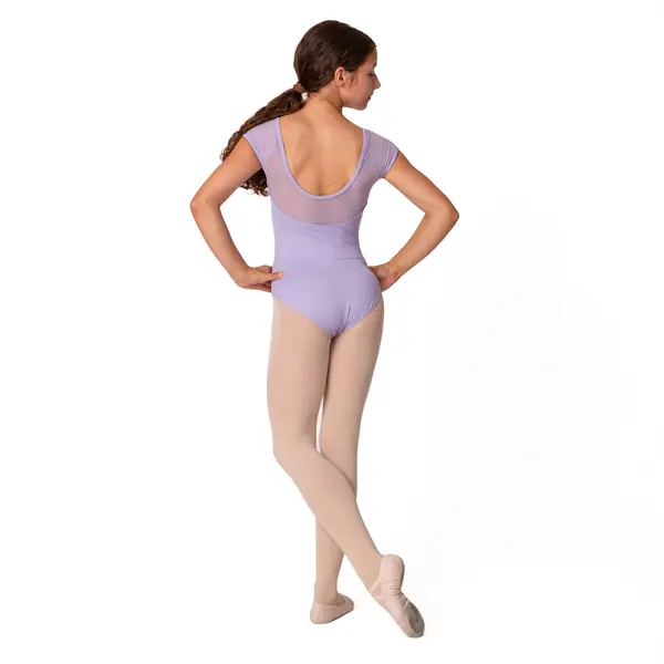 Mirella Soft mesh cap sleeve Leotard, costum de balet pentru copii