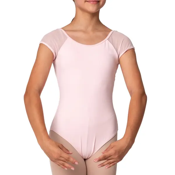 Mirella Soft mesh cap sleeve Leotard, costum de balet pentru copii