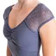 Seville strap back leotard, tricou de damă cu mâneci - Staniu Bloch