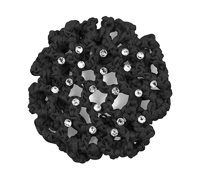 Rumpf Bun Cover, plasă colorată pentru coc cu cristal - Negru