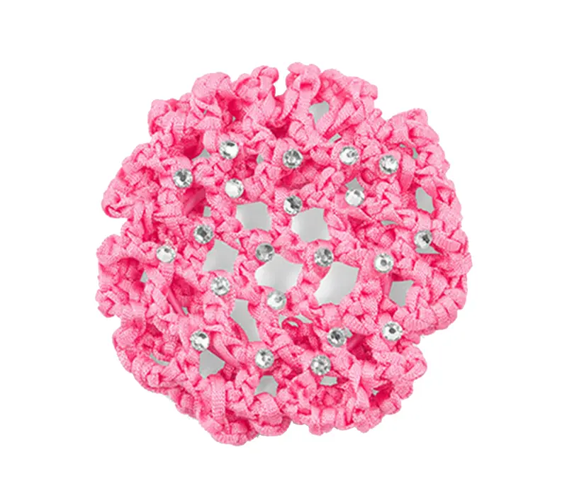 Rumpf Bun Cover, plasă colorată pentru coc cu cristal - Roz - pink