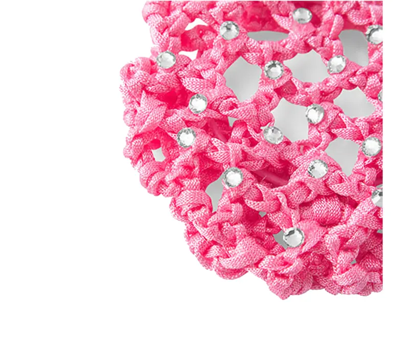 Rumpf Bun Cover, plasă colorată pentru coc cu cristal - Roz - pink