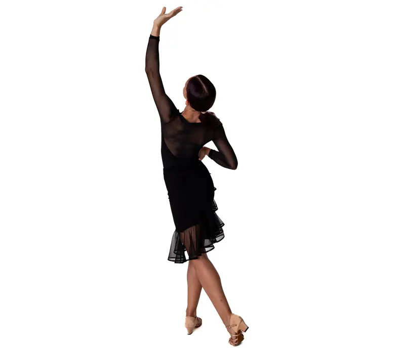 So Danca Elise ballroom, dres cu mânecă treisfert pentru fete  - Negru