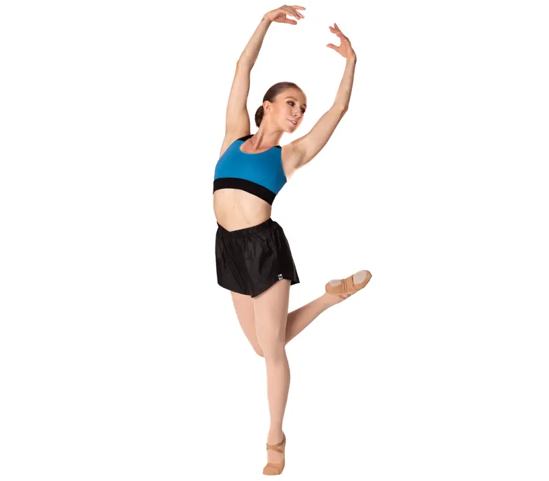 Bloch Leos velvet crop top pentru femei - Negru/păun albastru GP