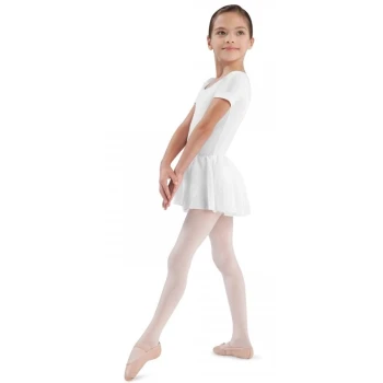 Bloch Tiffany, dres din bumbac cu mânecă scurtă și fustiță - Alb