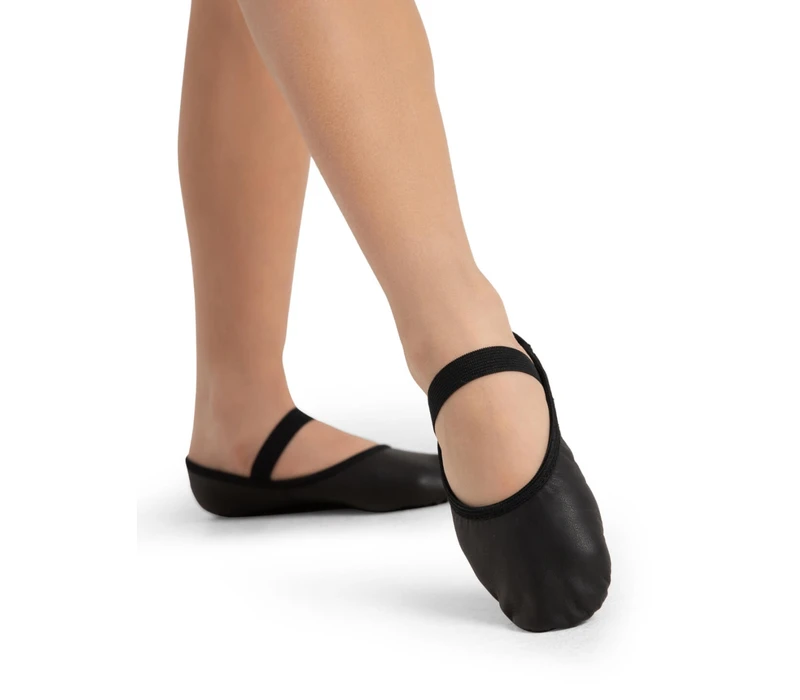 Capezio Luna, flexibili din piele pentru începători - Negru