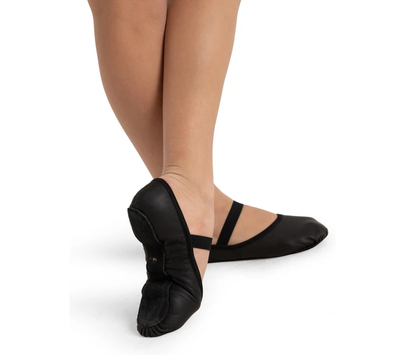 Capezio Luna, flexibili din piele pentru începători - Negru