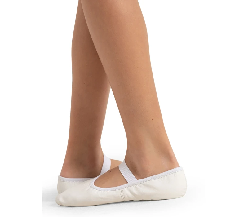 Capezio Luna, flexibili din piele pentru începători - Alb