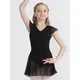 Capezio flutter sleeve dress, costum de balet cu fustă - Negru