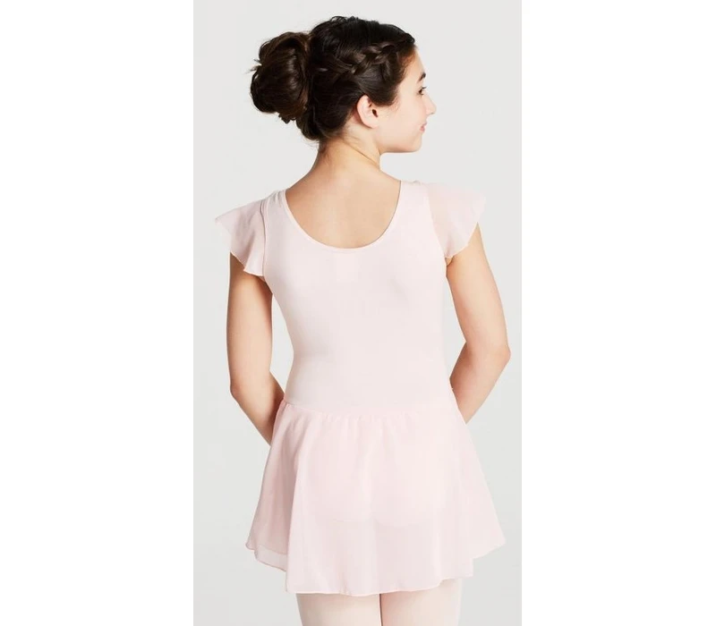 Capezio flutter sleeve dress, costum de balet cu fustă - Roz Capezio