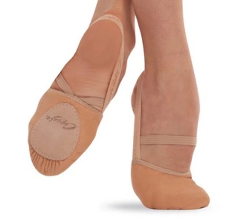 Capezio Hanami PIROUETTE, flexibili cu toc deschis pentru copii - Light suntan