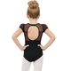 Capezio puff sleeve keyhole back leotards, costum de balet pentru copii - Negru