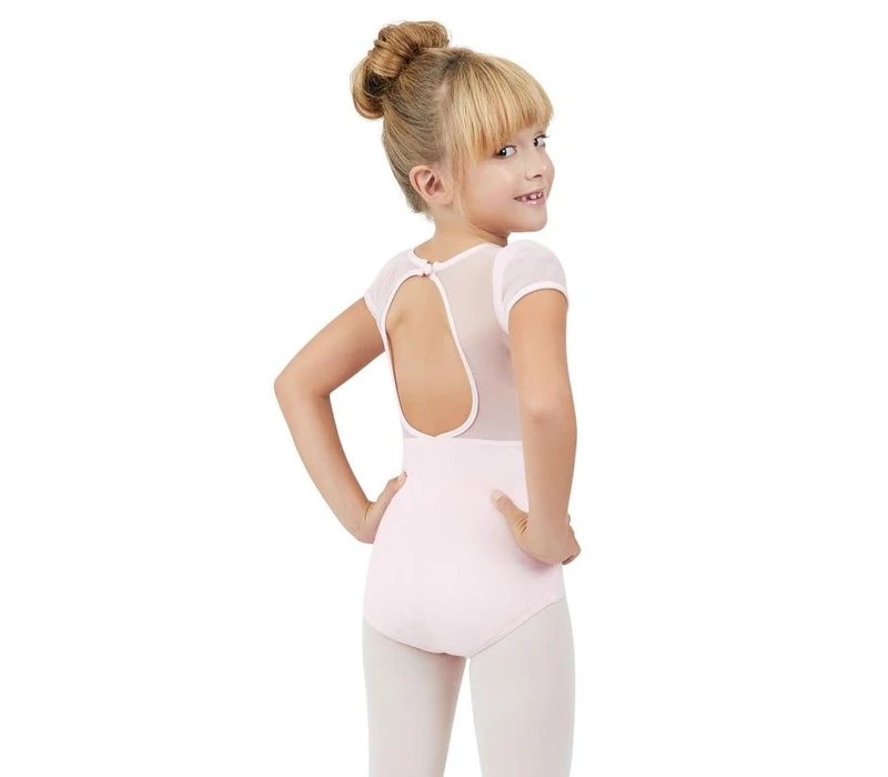 Capezio puff sleeve keyhole back leotards, costum de balet pentru copii - Roz Capezio