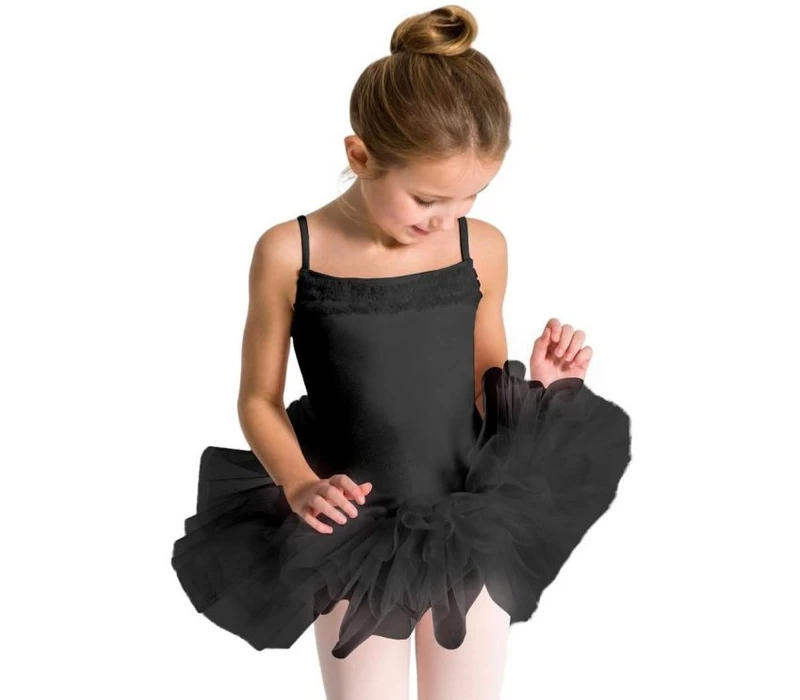 Capezio Ruffle Yoke, costum de balet pentru copii cu fusta tutu - Negru