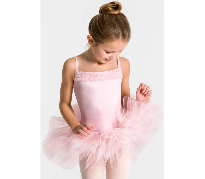 Capezio Ruffle Yoke, costum de balet pentru copii cu fusta tutu - Roz Capezio