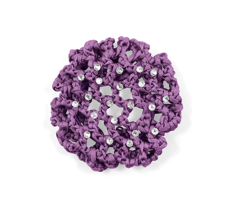 Rumpf Bun Cover, plasă colorată pentru coc cu cristal - Violet - purple