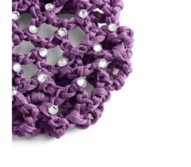 Rumpf Bun Cover, plasă colorată pentru coc cu cristal - Violet - purple