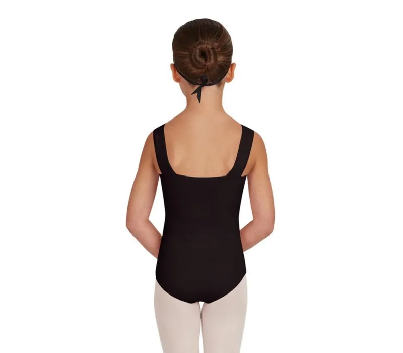 Capezio Leotard, costum de balet pentru copii cu bretele late - Negru