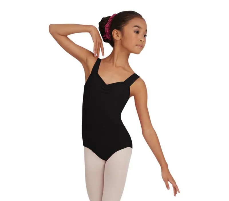 Capezio Leotard, costum de balet pentru copii cu bretele late - Negru